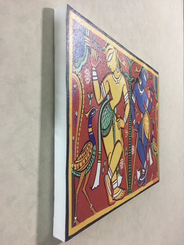 Krishna-Balram*_-_A_Jamini_Roy_Painting,_Framed_Canvas_Wall_Decor,_Multicolor
