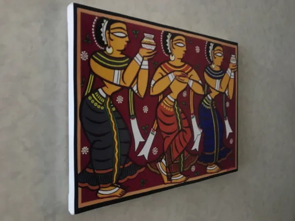 Three_Gopika*_-_A_Jamini_Roy_Painting,_Framed_Canvas_Wall_Decor,_Multicolor