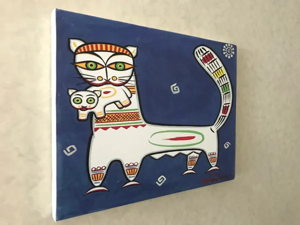 Cat_and_Kitten*_-_A_Jamini_Roy_Painting,_Framed_Canvas_Wall_Decor,_Multicolor