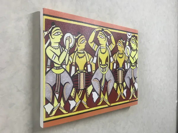 Celebration_-_A_Jamini_Roy_Painting,_Framed_Canvas_Wall_Decor,_Multicolor