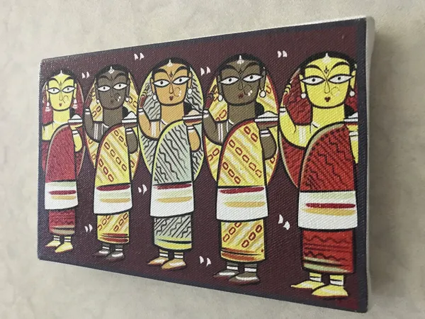 Five_Women_-_A_Jamini_Roy_Painting,_Framed_Canvas_Wall_Decor,_Multicolor