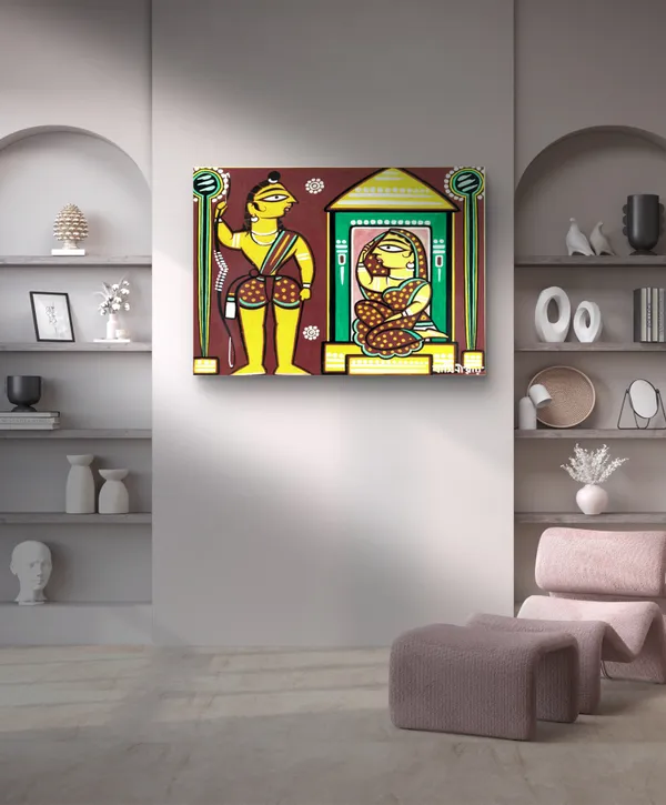 Seeta_and_Ram*_-_A_Jamini_Roy_Painting,_Framed_Canvas_Wall_Decor,_Multicolor
