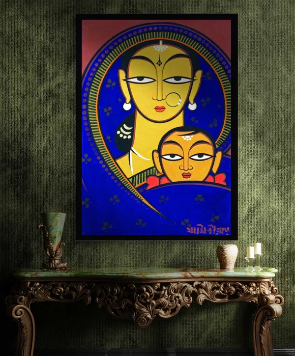 Mother_and_Child_1*,_A_Painting_by_Jamini_Roy,_Unframed_Canvas_Print,_Multicolor