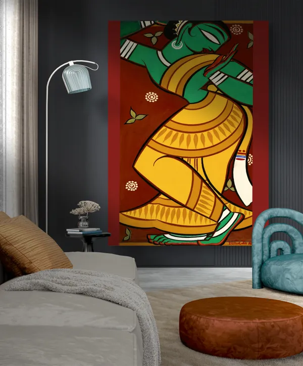 Dancing_Woman_1*,_A_Painting_by_Jamini_Roy,_Unframed_Canvas_Print,_Multicolor