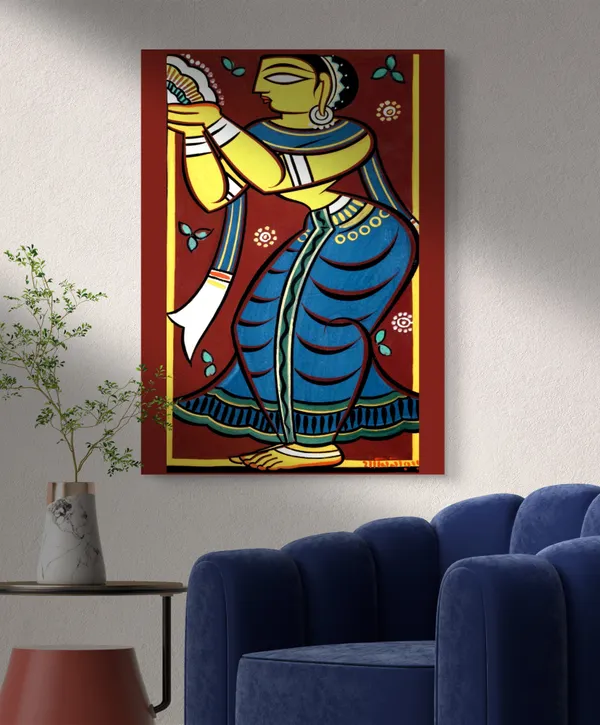 Dancing_Woman_2*,_A_Painting_by_Jamini_Roy,_Unframed_Canvas_Print,_Multicolor