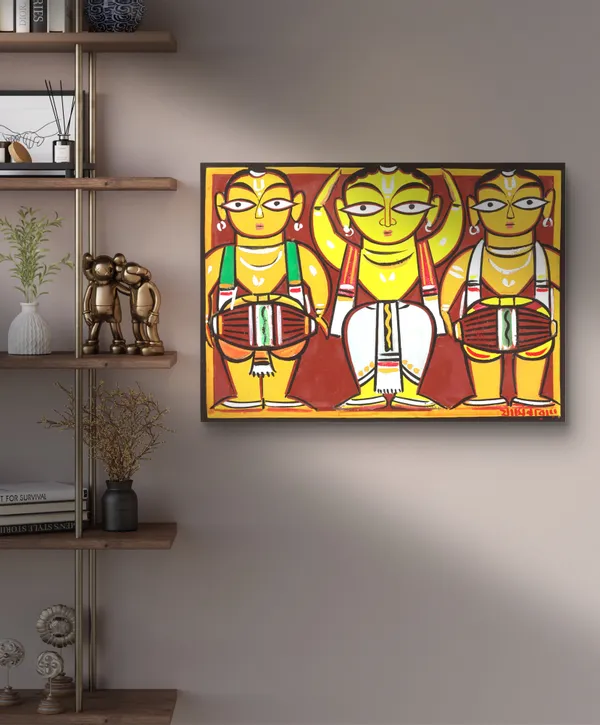 Three_Musicians_2*,_A_Painting_by_Jamini_Roy,_Unframed_Canvas_Print,_Multicolor
