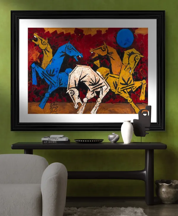 Five_Horses-_M.F._Husain's_Painting,_Framed,_Wall_Decor,_Multicolor