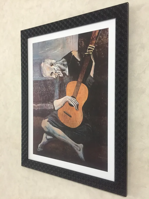 The_Old_Guitarist_&_Man_with_Guitar,_Paintings_by_Pablo_Picasso,_Framed,_Set_of_2,_,_Multicolor