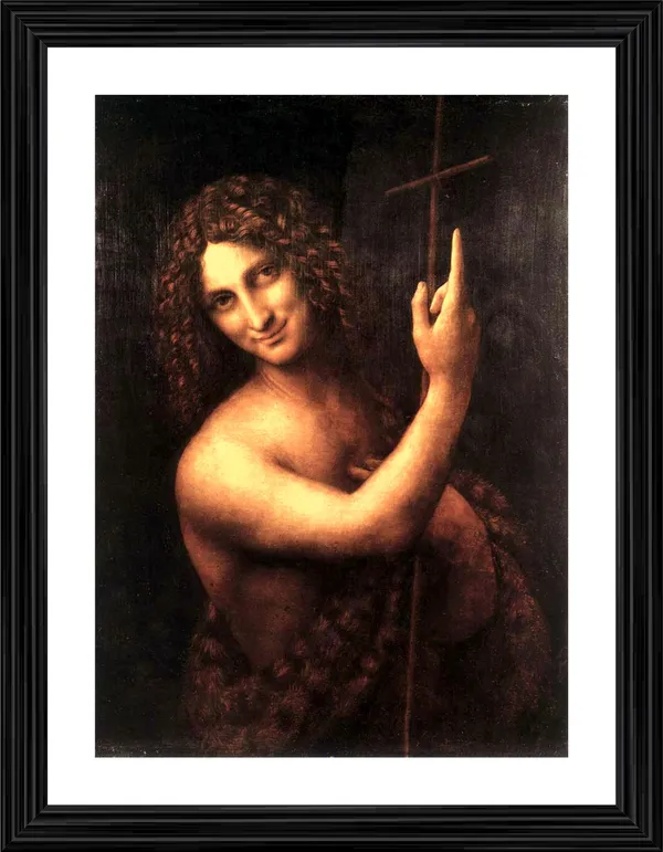 Saint_John_the_Baptist_(1513-16),_A_Painting_by_Leonardo-Da-Vinci,_Wall_Decor,_Framed,_Multicolor