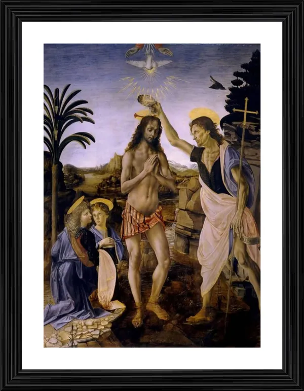 The_Baptism_of_Christ_(1472�75),_A_Painting_by_Leonardo-Da-Vinci,_Wall_Decor,_Framed,_Multicolor