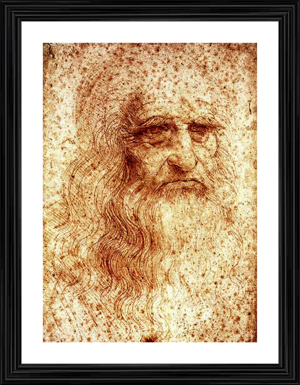 Self_Portrait_(1510),_A_Painting_by_Leonardo-Da-Vinci,_Wall_Decor,_Framed,_Multicolor