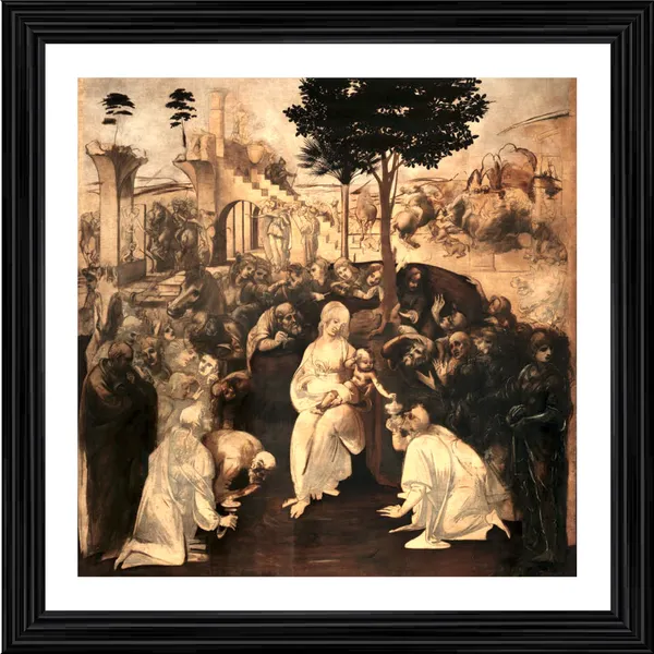 Adoration_of_the_Magi�(1481),_A_Painting_by_Leonardo-Da-Vinci,_Wall_Decor,_Framed,_Multicolor