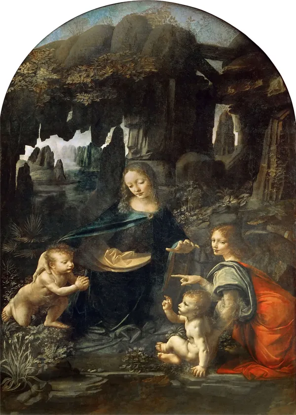 The_Virgin_of_the_Rocks_(1483-86),_A_Painting_by_Leonardo-Da-Vinci,_Wall_Decor,_Framed_Canvas,_Multicolor