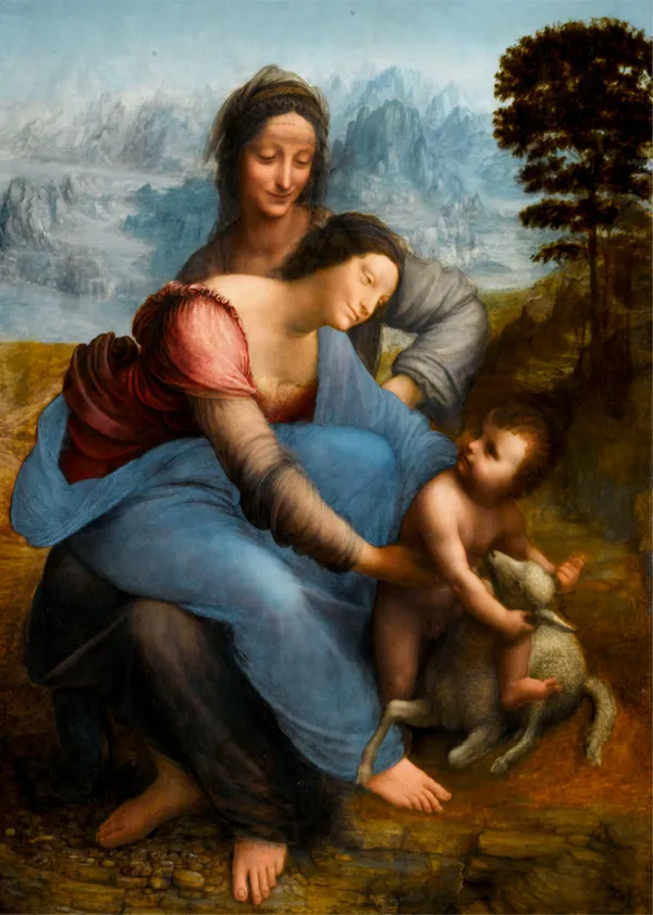 The_Virgin_and_Child_with_Saint_Anne_(1501-19),_A_Painting_by_Leonardo-Da-Vinci,_Wall_Decor,_Framed_Canvas,_Multicolor