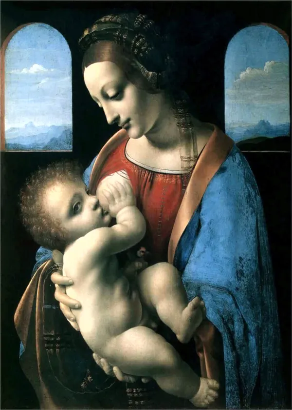 Litta_Madonna_(1490),_A_Painting_by_Leonardo-Da-Vinci,_Wall_Decor,_Framed_Canvas,_Multicolor