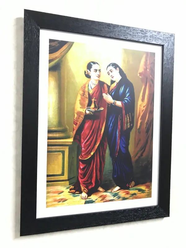 �Ganga_&_Shantanu,_Draupadi_&_Sudeshna,_Raja_Ravi_Varma_Paintings,_Set_of_2,_Framed,_Multicolor