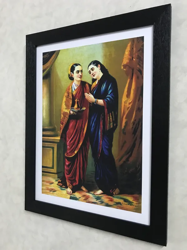 �Ganga_&_Shantanu,_Draupadi_&_Sudeshna,_Raja_Ravi_Varma_Paintings,_Set_of_2,_Framed,_Multicolor