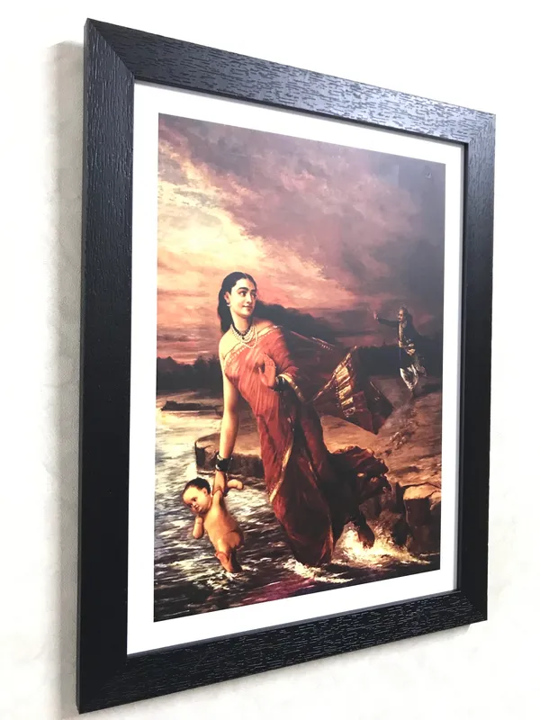 �Ganga_&_Shantanu,_Draupadi_&_Sudeshna,_Raja_Ravi_Varma_Paintings,_Set_of_2,_Framed,_Multicolor