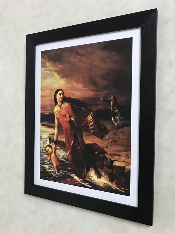 �Ganga_&_Shantanu,_Draupadi_&_Sudeshna,_Raja_Ravi_Varma_Paintings,_Set_of_2,_Framed,_Multicolor