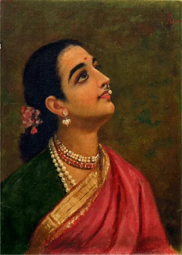 Maharashtrian_Woman_1891,_A_Raja_Ravi_Varma_Painting,_Framed_Canvas,_Wall_Decor,_Multicolor