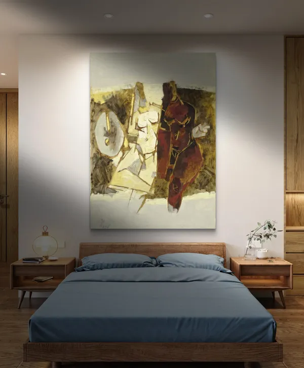Black_Hill*_(1964)_&_*Kobra*_(1968)-Set_of_2_Paintings_by_M.F._Husain,_Framed_Canvas,_Wall_Decor,_Multicolor