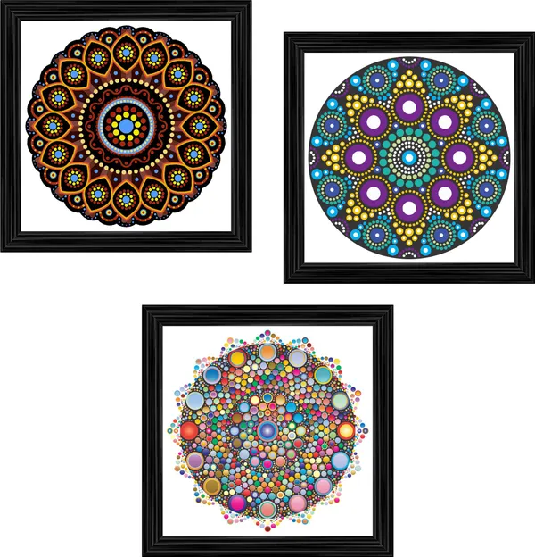 Mandala_Art_for_Wellness,_Meditation_&_Spirituality,_Wall_D�cor,_Framed,_Set_of_3,_12"x12"_each.
