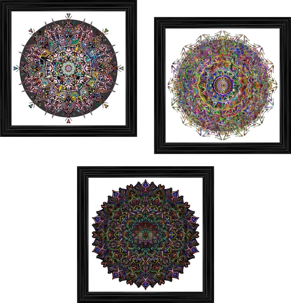 Mandala_Art_for_Wellness,_Meditation_&_Spirituality,_Wall_D�cor,_Framed,_Set_of_3,_12"x12"_each.