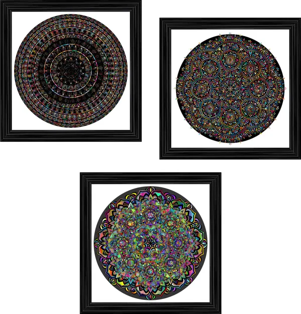 Mandala_Art_for_Wellness,_Meditation_&_Spirituality,_Wall_D�cor,_Framed,_Set_of_3,_12"x12"_each.