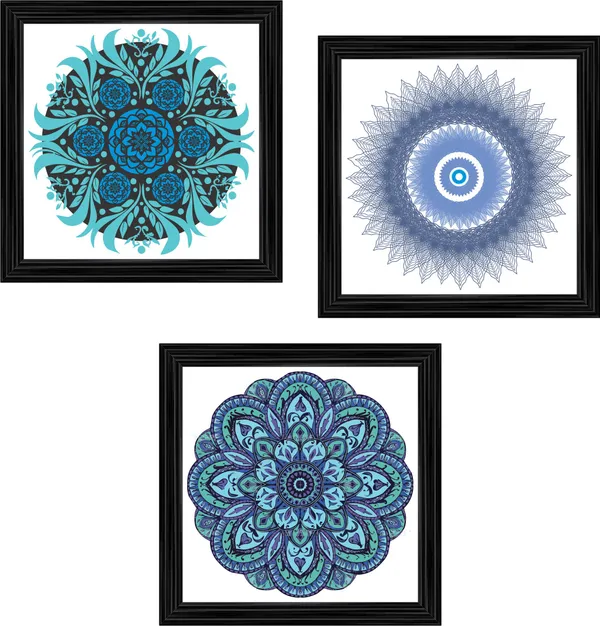 Mandala_Art_for_Wellness,_Meditation_&_Spirituality,_Wall_D�cor,_Framed,_Set_of_3,_12"x12"_each.