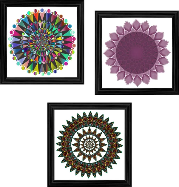 Mandala_Art_for_Wellness,_Meditation_&_Spirituality,_Wall_D�cor,_Framed,_Set_of_3,_12"x12"_each.