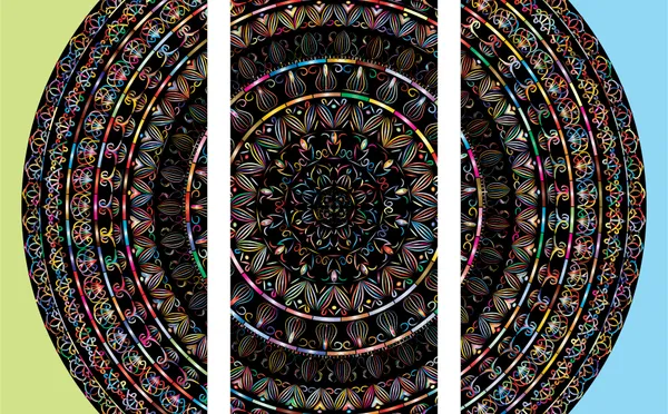 Mandala_Art_for_Wellness,_Meditation_&_Spirituality,_Wall_D�cor,_Framed_Canvas,_Set_of_3,_9"x18"_each.