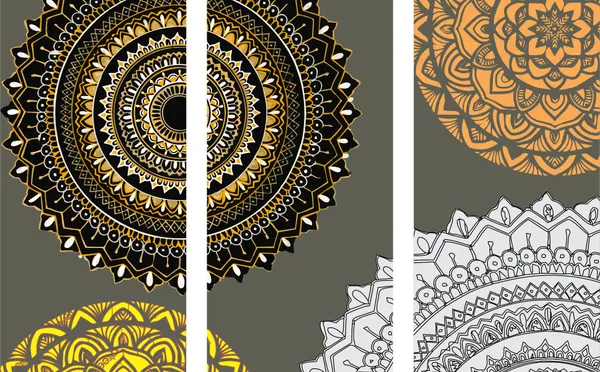 Mandala_Art_for_Wellness,_Meditation_&_Spirituality,_Wall_D�cor,_Framed_Canvas,_Set_of_3,_9"x18"_each.