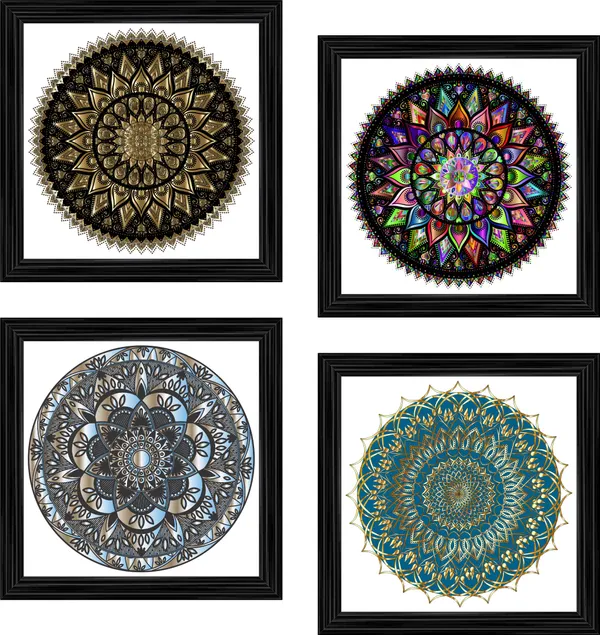 Mandala_Art_for_Wellness,_Meditation_&_Spirituality,_Wall_D�cor,_Framed,_Set_of_4,_12"x12"_each.