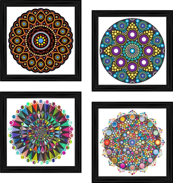 Mandala_Art_for_Wellness,_Meditation_&_Spirituality,_Wall_D�cor,_Framed,_Set_of_4,_12"x12"_each.
