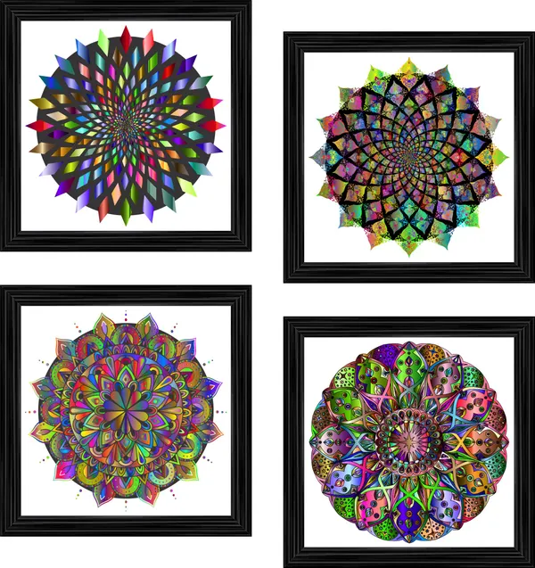 Mandala_Art_for_Wellness,_Meditation_&_Spirituality,_Wall_D�cor,_Framed,_Set_of_4,_12"x12"_each.