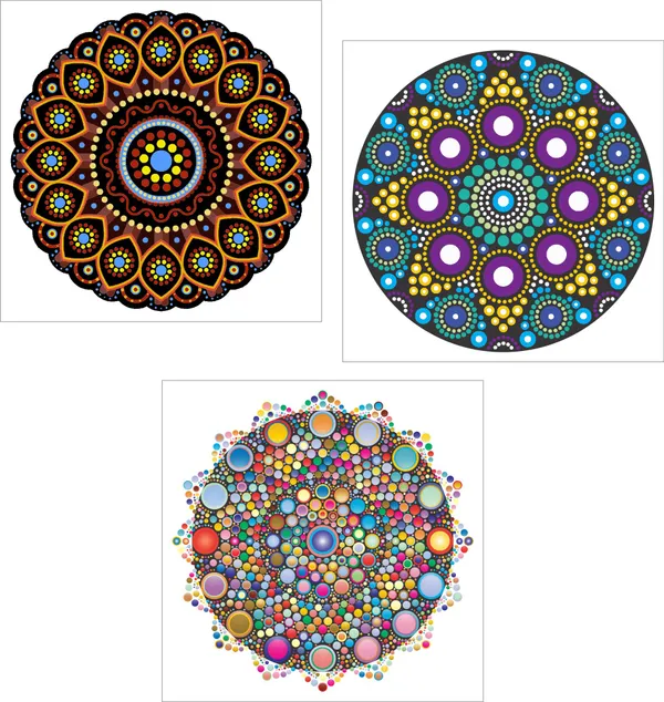 Mandala_Art_for_Wellness,_Meditation_&_Spirituality,_Wall_D�cor,_Framed_Canvas,_Set_of_3,_12"x12"_each.