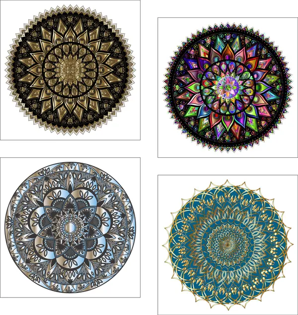 Mandala_Art_for_Wellness,_Meditation_&_Spirituality,_Wall_D�cor,_Framed_Canvas,_Set_of_4,_12"x12"_each.