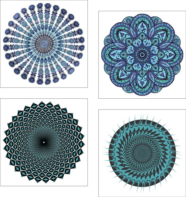 Mandala_Art_for_Wellness,_Meditation_&_Spirituality,_Wall_D�cor,_Framed_Canvas,_Set_of_4,_12"x12"_each.