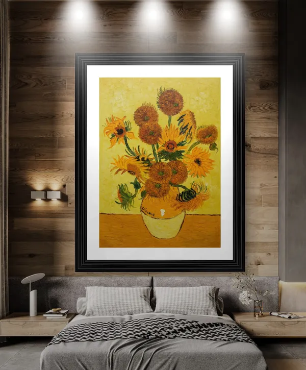 Vase_with_Fifteen_Sunflowers_(1888),__by_Van_Gogh,_Framed,_Wall_Decor,_Multicolor