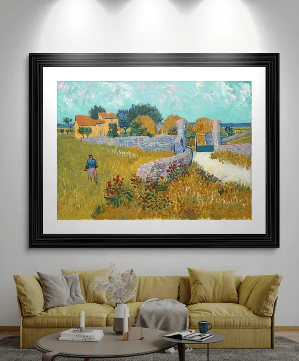 Farmhouse_in_Provence_(1888),_A_Painting_by_Van_Gogh,_Framed,_Wall_Decor,_Multicolor