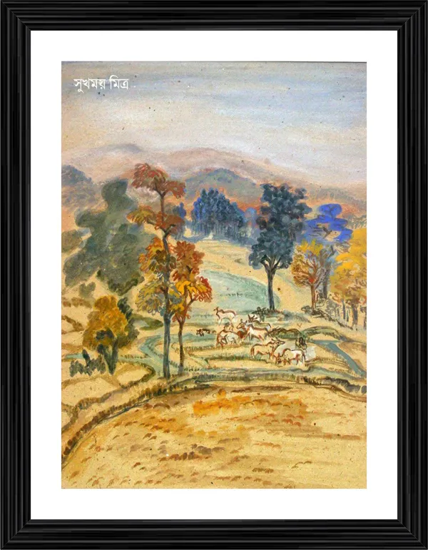 *Cattle_in_Countryside*,_A_Painting_by_Nandlal_Bose,_Framed,_Wall_D�cor,_Multicolor