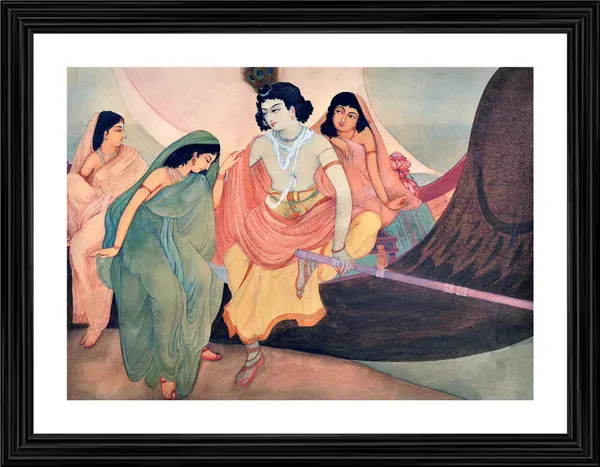 *Radha_Krishna_Nauka-vihar*,_A_Painting_by_Nandlal_Bose,_Framed,_Wall_D�cor,_Multicolor
