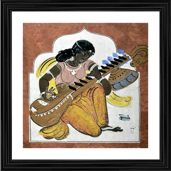 *Lady_Playing_Veena*,_A_Painting_by_Nandlal_Bose,_Framed,_Wall_D�cor,_Multicolor