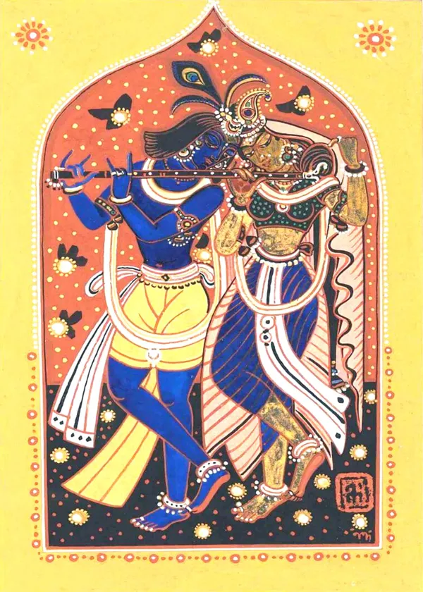 *Radha-Krishna*_,_A_Painting_by_Nandlal_Bose,_Framed,_Wall_D�cor,_Multicolor