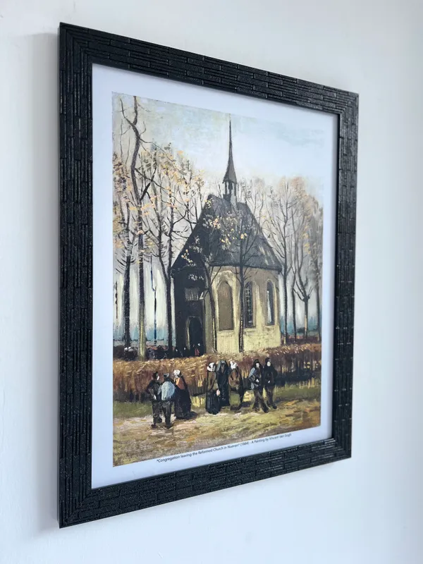 Congregation_Leaving_the_Reformed_Church_1884,_A_Painting_by_Van_Gogh,_Framed,_Wall_Decor,_Multicolor