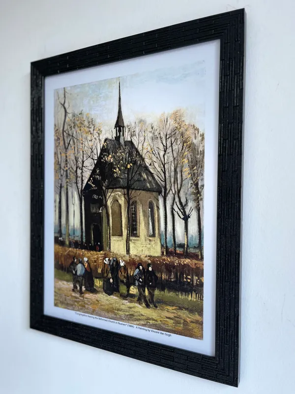 Congregation_Leaving_the_Reformed_Church_1884,_A_Painting_by_Van_Gogh,_Framed,_Wall_Decor,_Multicolor