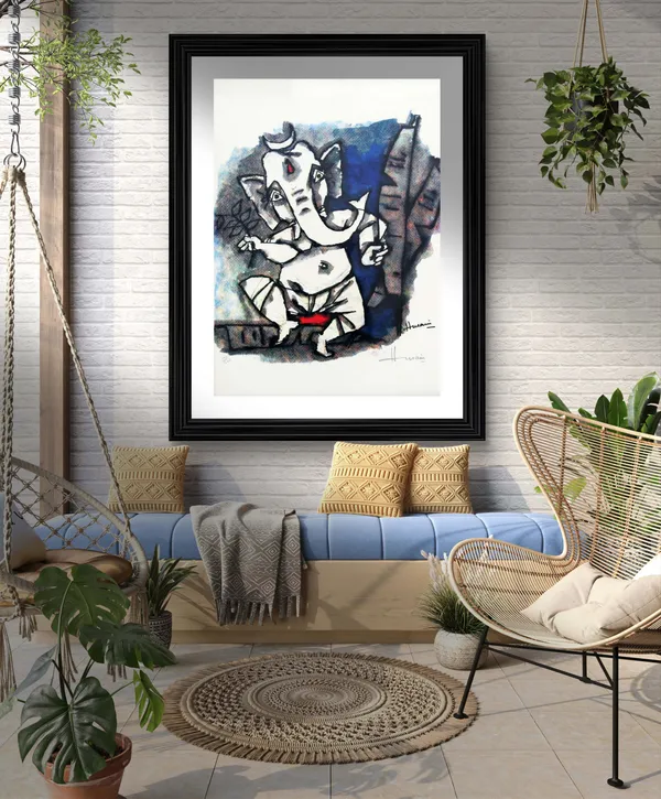 Ganesha_Dances-_M.F._Husain's_Painting,_Framed,_Wall_Decor,_Multicolor