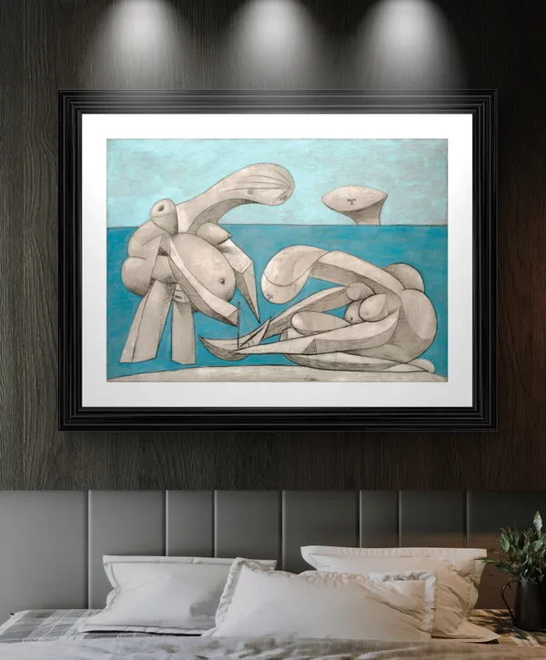 On_the_Beach_1937,_A_Painting_by_Pablo_Picasso,_Framed,_Wall_Decor,_Multicolor