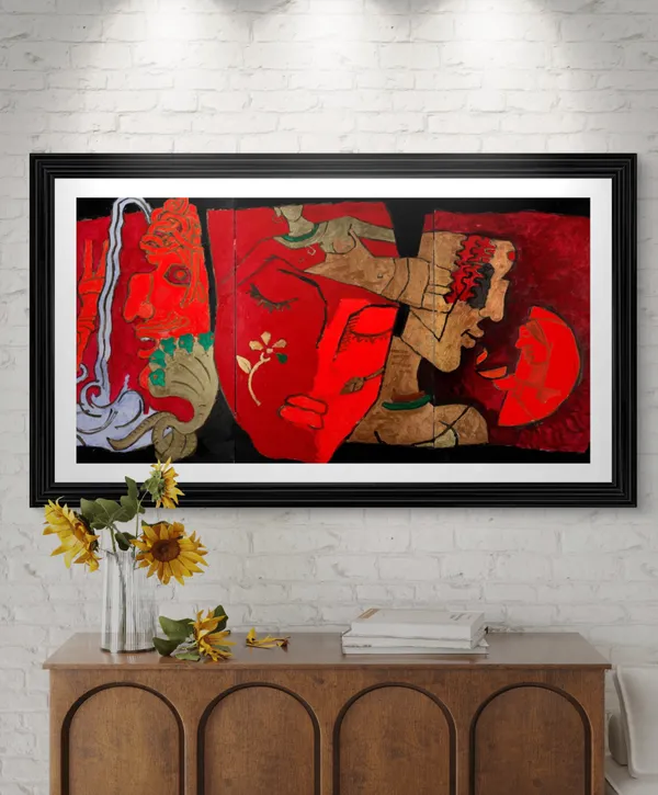 Women_(India_Series_Paintings)-_M.F._Husain's_Painting,_Framed,_Wall_Decor,_Multicolor