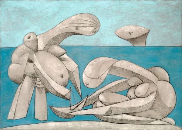 On_the_Beach*_(1937),_A_Painting_by_Picasso,_Unframed_Canvas_Print,_Multicolor